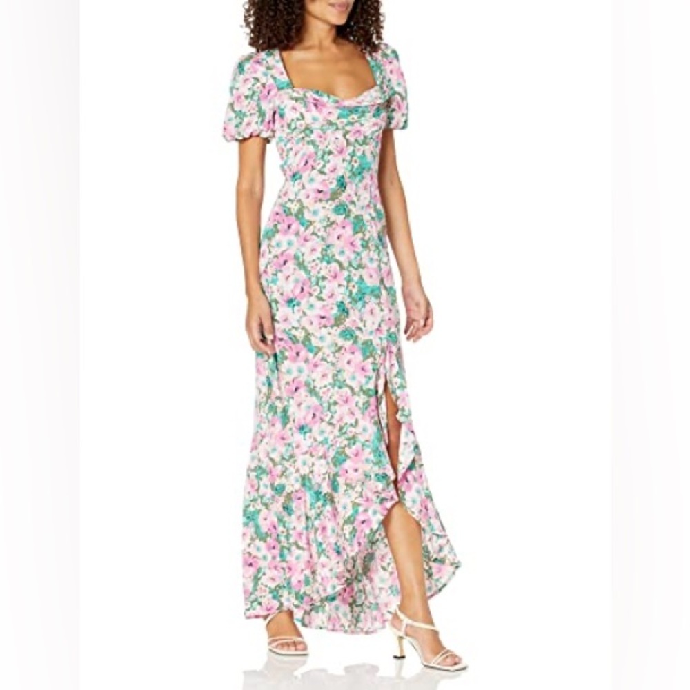 ASTR the Label Dayanara Dress in Green & Pink Floral